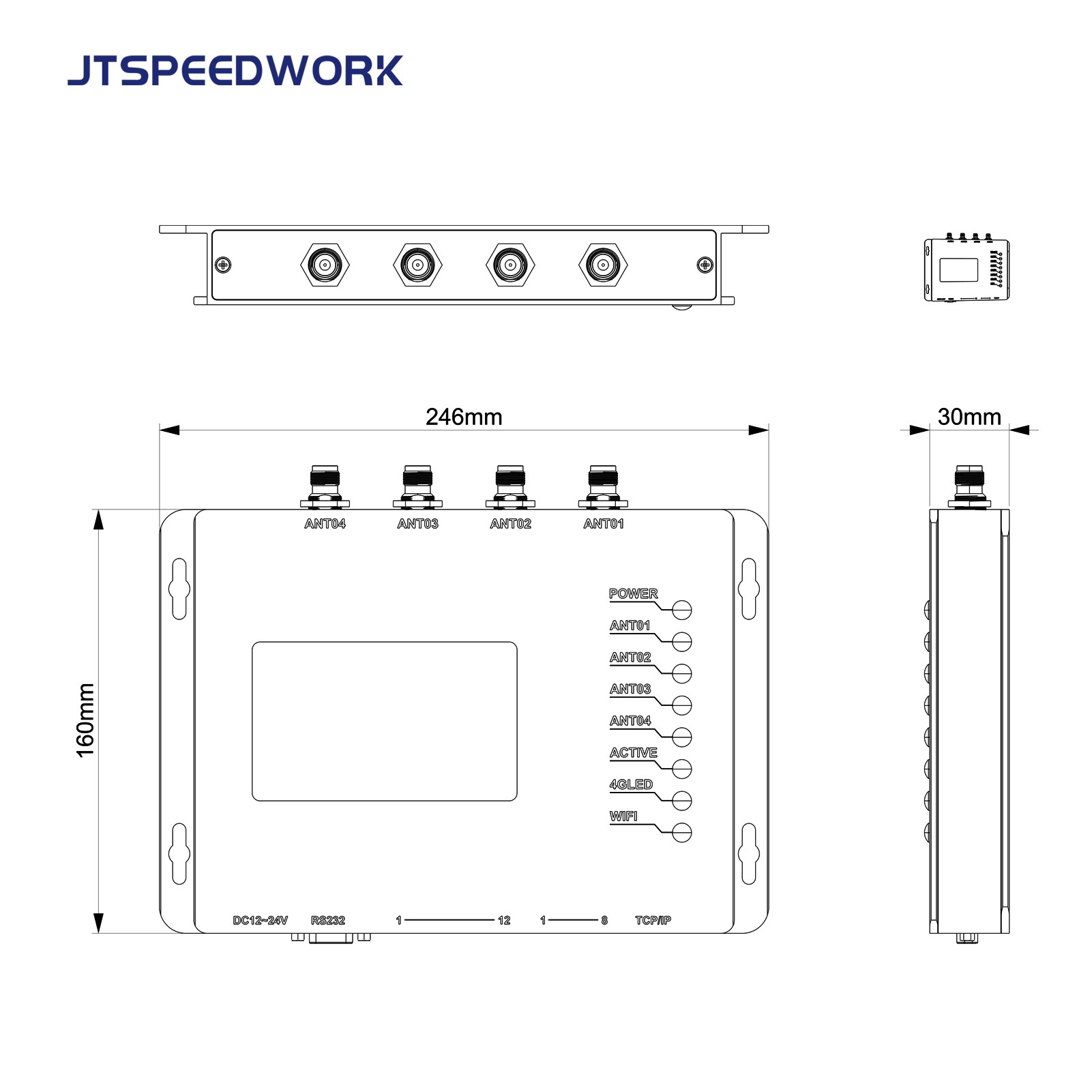 Pembaca Tetap RFID UHF JT-928 2/4 Port ISO18000-6C TM200 | Cip Impinj E710 Disokong