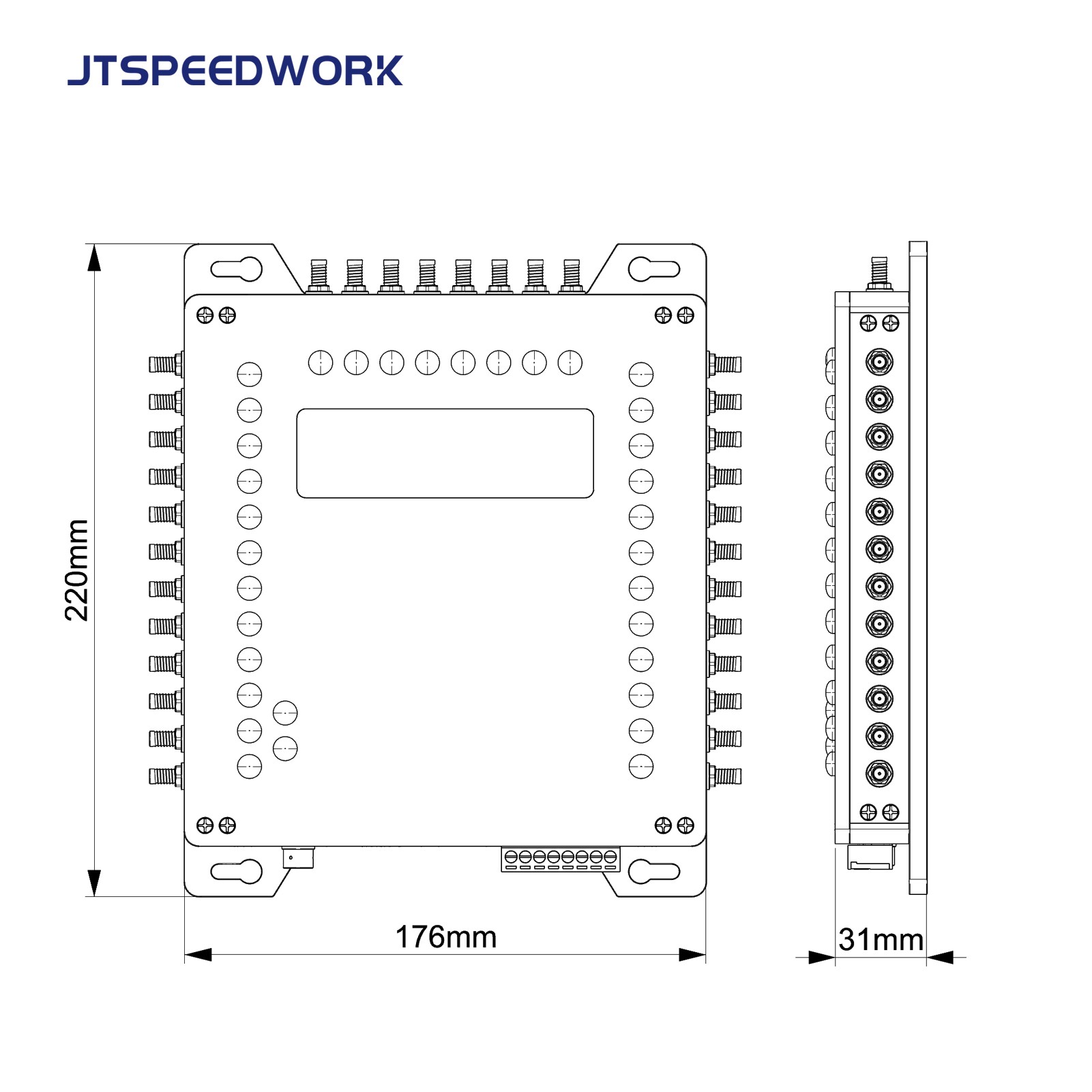 Pembaca Tetap RFID UHF 32-Port JT-932 Impinj R2000 Sensitiviti Tinggi ISO18000-6C