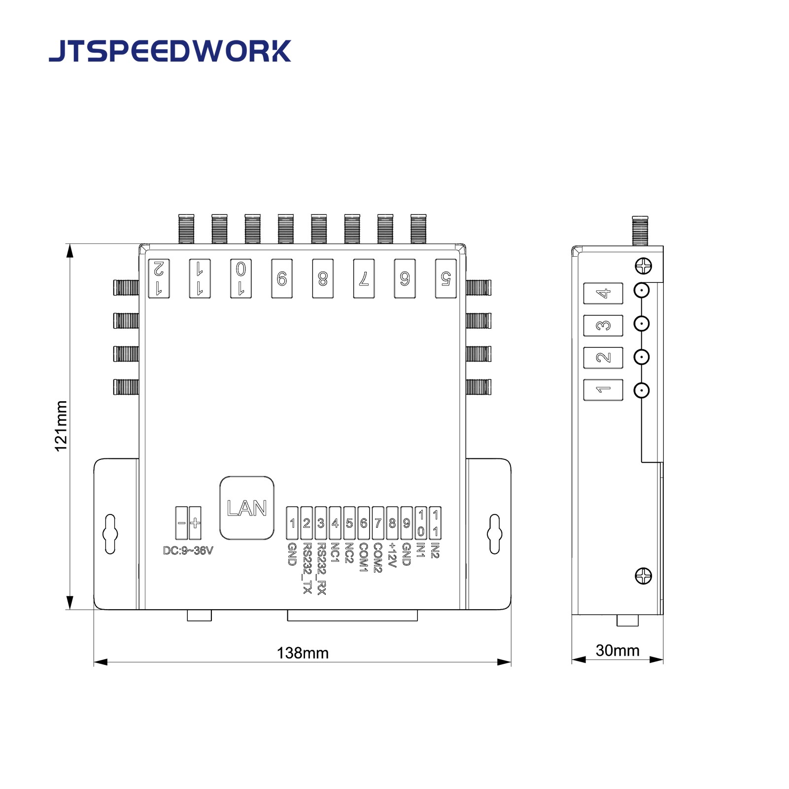 Pembaca Tetap RFID UHF JT-932-8/16 8/16-port 860-960MHz untuk Pengurusan Gudang