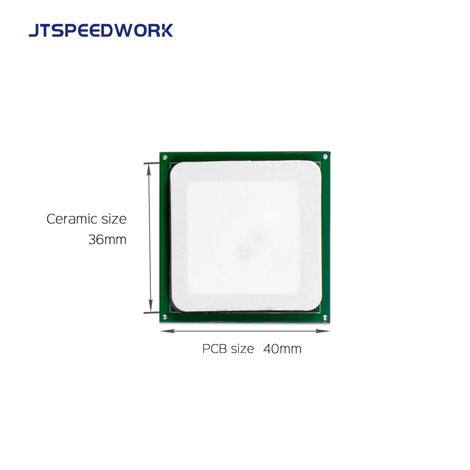 Antena Seramik RFID UHF JT-T0036 3dBi 36*36mm 865-868/902-928MHz RHCP Untuk PDA